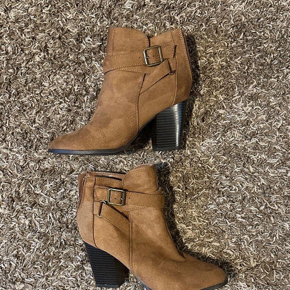 Shoes - Brown Ankle Boots with Buckle Detail